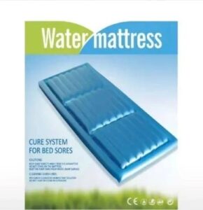 Water mattress for therapeutic comfort, pressure relief, and patient care.